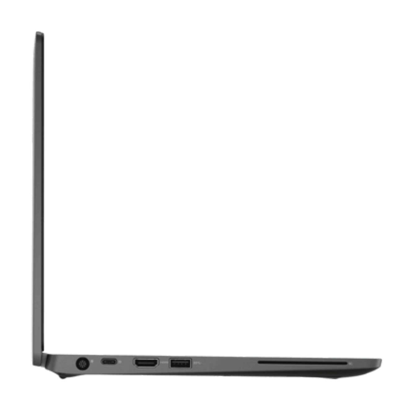 Side view of a refurbished Dell Latitude 5300 laptop showcasing its sleek design and connectivity ports.