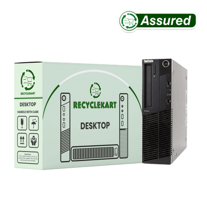 Front view of Lenovo ThinkCentre i5 4th Gen Refurbished desktop with 8 GB RAM and 256 GB SSD for office and home use