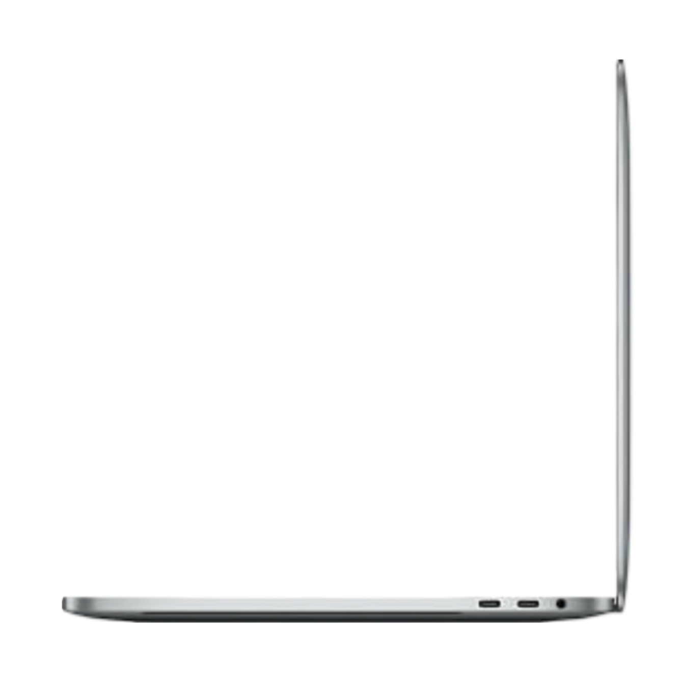 Side view of a refurbished Apple MacBook Pro A1989 with Touch Bar and Thunderbolt 3 ports.