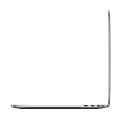 Side view of a refurbished Apple MacBook Pro A1989 with Touch Bar and Thunderbolt 3 ports.