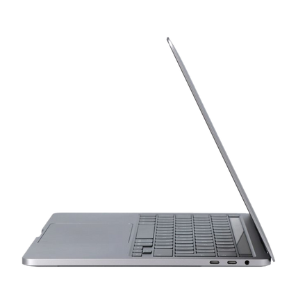 Side view of a refurbished Apple MacBook Pro A2251 with Touch Bar and Thunderbolt 3 ports.
