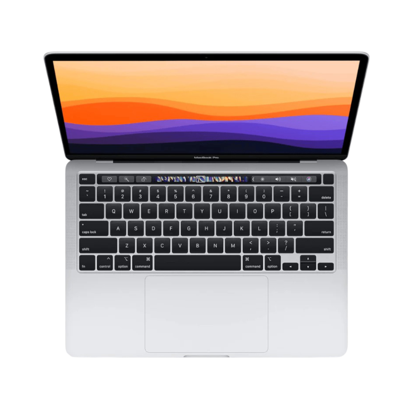 Refurbished Apple MacBook Pro A2251 with Touch Bar, showcasing keyboard and display.